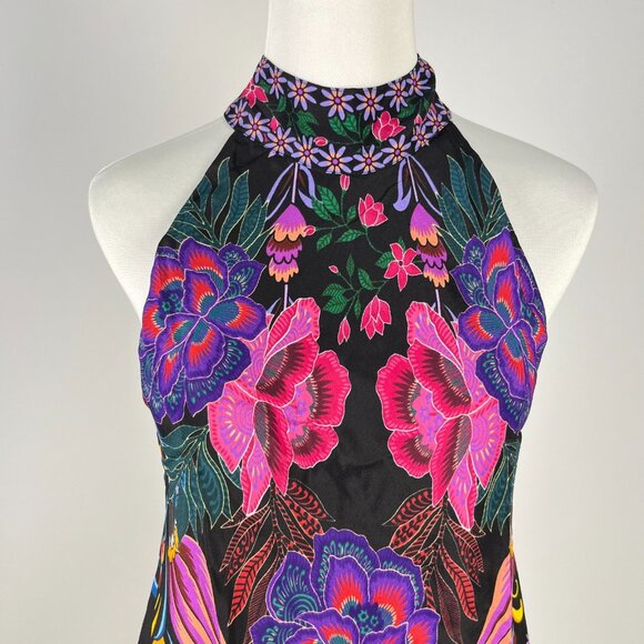 NWT Johnny Was Jade Women's Devi Silk Blend Halter Floral Blouse Size M - Picture 3 of 12